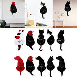 Maxbell 3D Tail Wagging Cat Dog Wall Clock Silence Clock Bedroom Home Decoration Spotted Cat