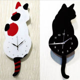 Maxbell 3D Tail Wagging Cat Dog Wall Clock Silence Clock Bedroom Home Decoration Spotted Cat