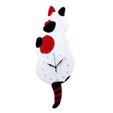 Maxbell 3D Tail Wagging Cat Dog Wall Clock Silence Clock Bedroom Home Decoration Spotted Cat