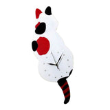 Maxbell 3D Tail Wagging Cat Dog Wall Clock Silence Clock Bedroom Home Decoration Spotted Cat