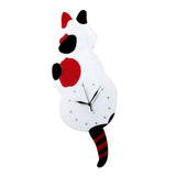 Maxbell 3D Tail Wagging Cat Dog Wall Clock Silence Clock Bedroom Home Decoration Spotted Cat