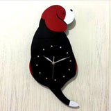 Maxbell 3D Tail Wagging Cat Dog Wall Clock Silence Clock Bedroom Home Decoration Red Head Dog(wagging)