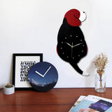 Maxbell 3D Tail Wagging Cat Dog Wall Clock Silence Clock Bedroom Home Decoration Red Head Dog(wagging)