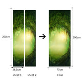 Maxbell 3D Door Wall Door Stickers Decal Self Adhesive Mural Decor Forest Scenery