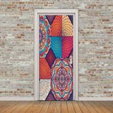 Maxbell 3D Door Wall Door Stickers Decal Self Adhesive Mural Decor Retro Pattern