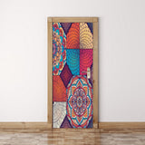 Maxbell 3D Door Wall Door Stickers Decal Self Adhesive Mural Decor Retro Pattern