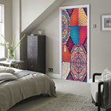 Maxbell 3D Door Wall Door Stickers Decal Self Adhesive Mural Decor Retro Pattern