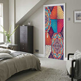 Maxbell 3D Door Wall Door Stickers Decal Self Adhesive Mural Decor Retro Pattern