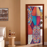 Maxbell 3D Door Wall Door Stickers Decal Self Adhesive Mural Decor Retro Pattern