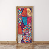 Maxbell 3D Door Wall Door Stickers Decal Self Adhesive Mural Decor Retro Pattern