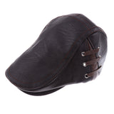 Maxbell Flat Cap Cabby Hat PU Vintage Newsboy Cap Ivy Driving Cap Style 1-Dark Brown