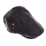 Maxbell Flat Cap Cabby Hat PU Vintage Newsboy Cap Ivy Driving Cap Style 1-Dark Brown