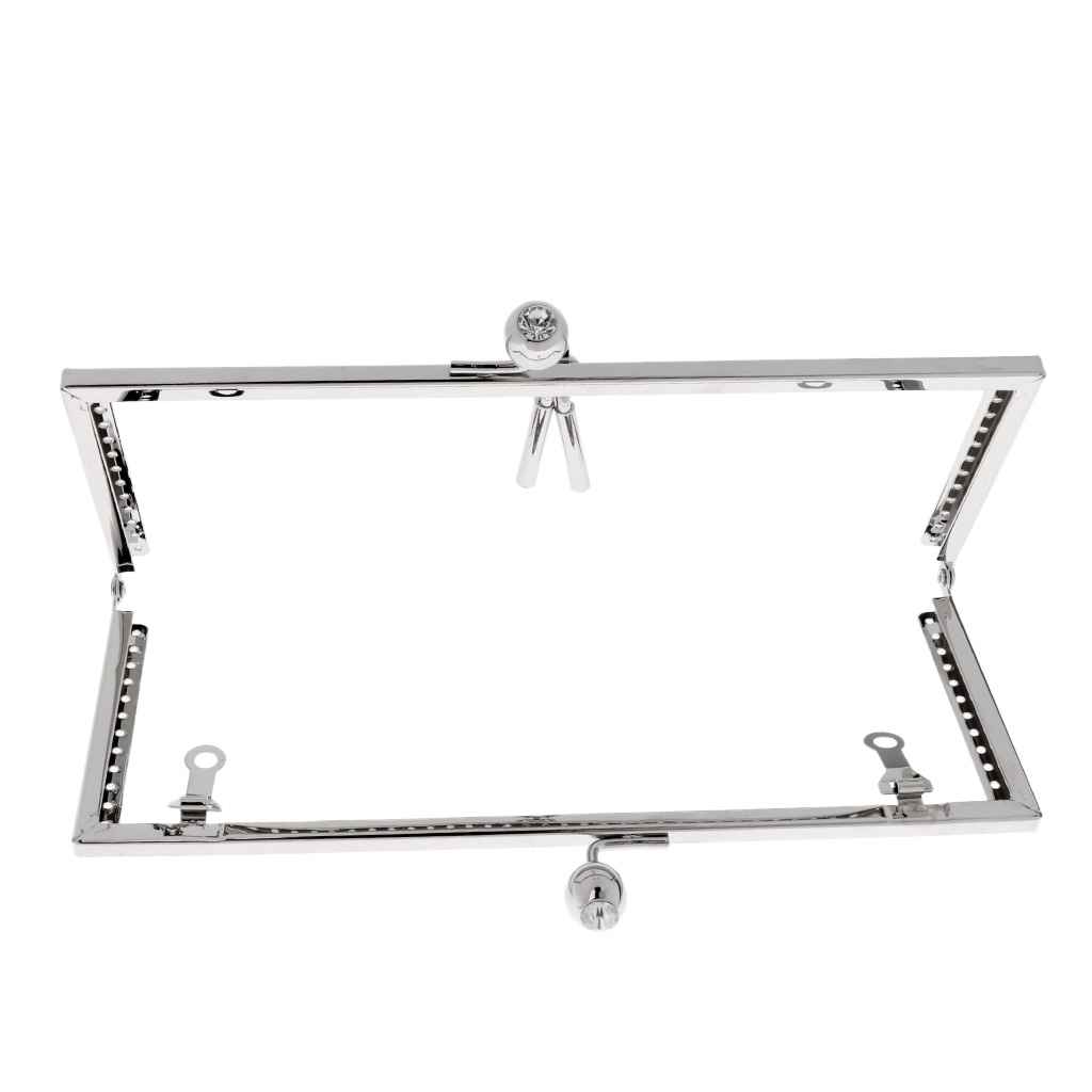 Maxbell Metal Diamond Head Purse Coins Bags Kiss Clasp Lock Frame DIY Craft Silver