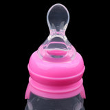 Maxbell 160ML 2-in-1 Baby Silicone Feeding Bottles & Silicone Squeeze Feeder Red
