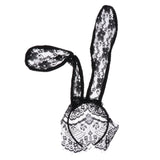 Maxbell Masquerade Party Rabbit Long Ears Headband Lace Mask Veil Black with Veil