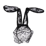 Maxbell Masquerade Party Rabbit Long Ears Headband Lace Mask Veil Black with Veil