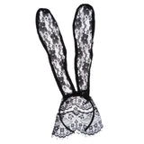 Maxbell Masquerade Party Rabbit Long Ears Headband Lace Mask Veil Black with Veil