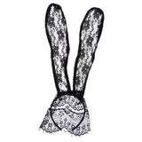 Maxbell Masquerade Party Rabbit Long Ears Headband Lace Mask Veil Black with Veil