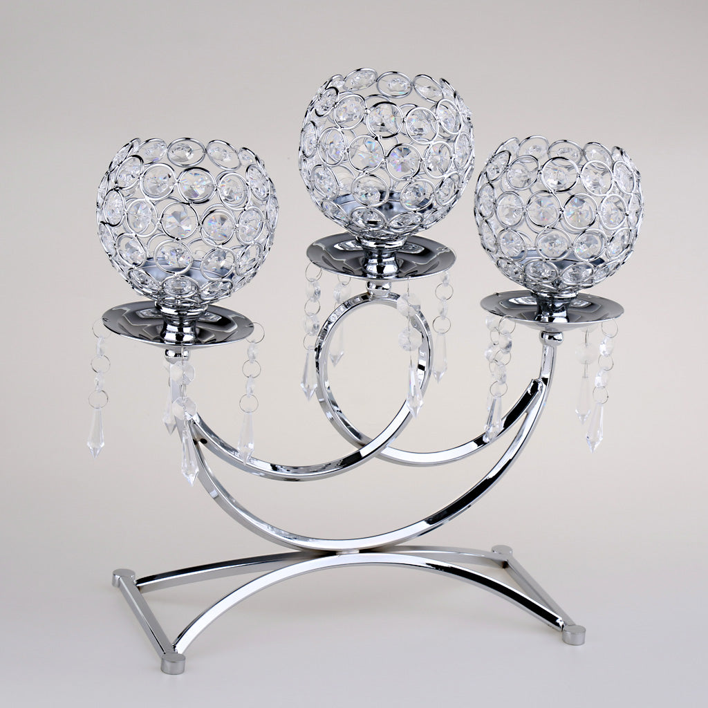 Maxbell Vintage Candle Holder 3-Arm Candelabra Wedding Centerpieces Silver