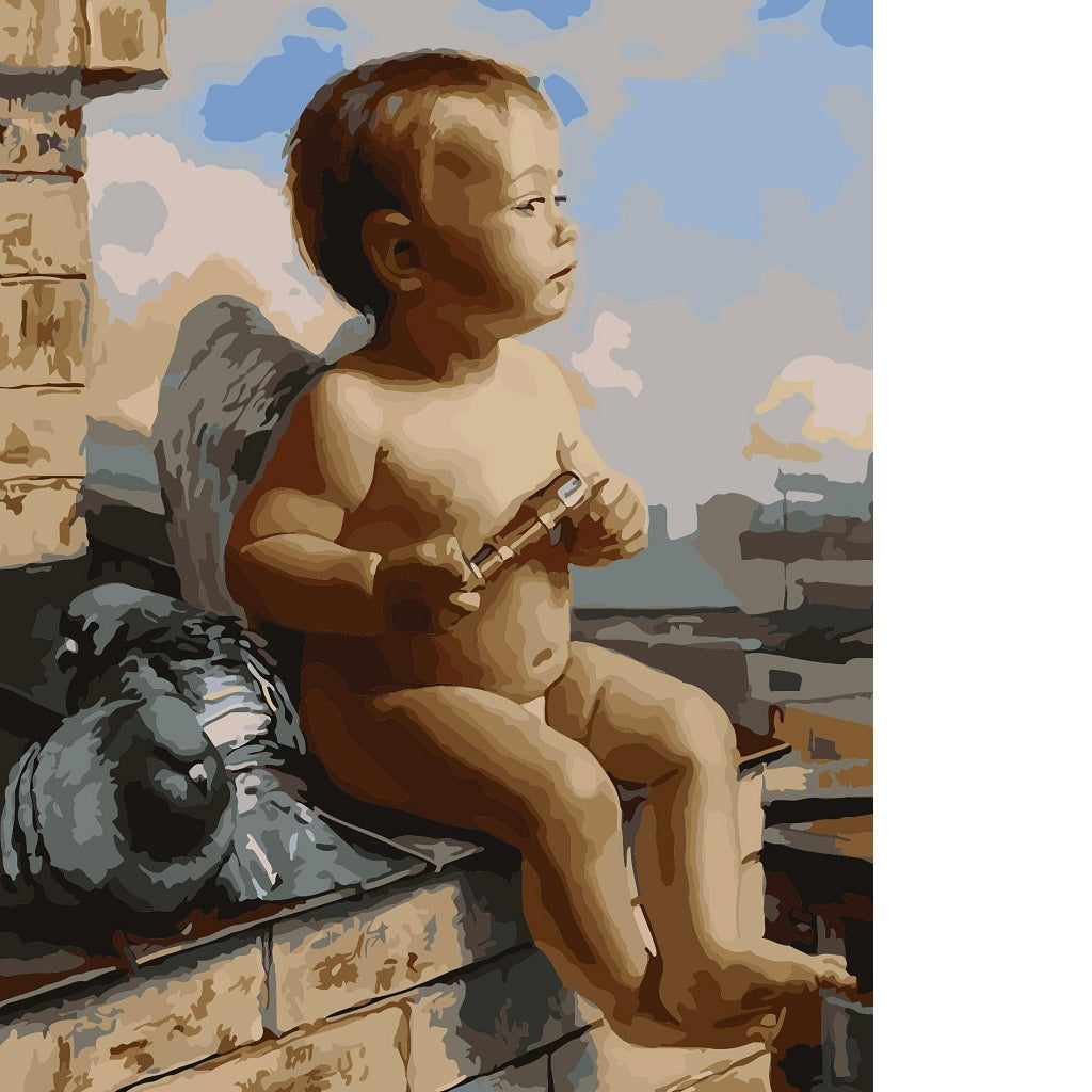 Maxbell DIY Painting By Numbers Frameless Canvas Picture Boy Angel