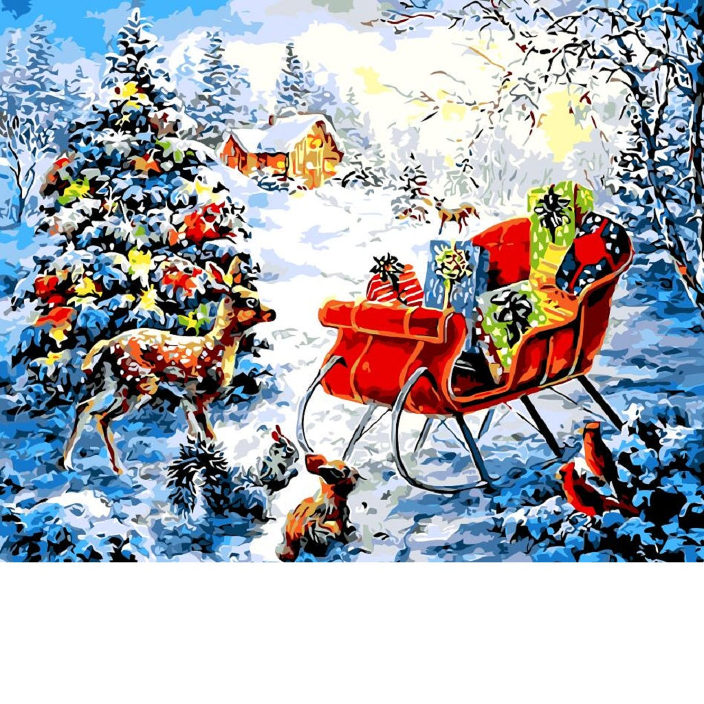 Maxbell DIY Painting By Numbers Frameless Canvas Picture Christmas Deer Gifts