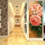 Maxbell 3 Panels Rose Flower Canvas Painting Prints Picture Wall Art Decor 30x30cm