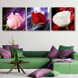 Maxbell 3 Panel Romantic Rose Canvas Wall Art Picture Canvas Print for Home Decor XL
