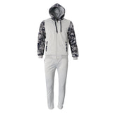 Maxbell Men Thickened Hoodie Warm Zip-Front Sport Winter Tracksuit 4XL Light Gray