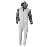 Maxbell Men Thickened Hoodie Warm Zip-Front Sport Winter Tracksuit 4XL Light Gray