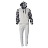 Maxbell Men Thickened Hoodie Warm Zip-Front Sport Winter Tracksuit 4XL Light Gray