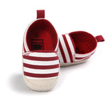 Maxbell Unisex Baby Crib Shoes Stripe Soft Sole Comfort Prewalker Shoes L Red