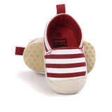 Maxbell Unisex Baby Crib Shoes Stripe Soft Sole Comfort Prewalker Shoes L Red