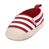 Maxbell Unisex Baby Crib Shoes Stripe Soft Sole Comfort Prewalker Shoes L Red