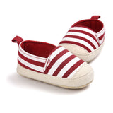 Maxbell Unisex Baby Crib Shoes Stripe Soft Sole Comfort Prewalker Shoes L Red