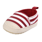 Maxbell Unisex Baby Crib Shoes Stripe Soft Sole Comfort Prewalker Shoes L Red
