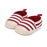 Maxbell Unisex Baby Crib Shoes Stripe Soft Sole Comfort Prewalker Shoes L Red