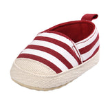 Maxbell Unisex Baby Crib Shoes Stripe Soft Sole Comfort Prewalker Shoes L Red