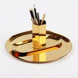 Maxbell Nordic Style Round Stainless Steel Storage Tray Disk Fruit Plate Gold
