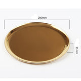 Maxbell Nordic Style Round Stainless Steel Storage Tray Disk Fruit Plate Gold