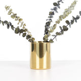 Maxbell Gold Flower Vase Pen Holder Desktop Storage Container Tube Ornament Cylinder