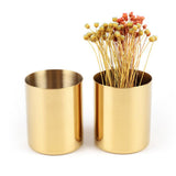 Maxbell Gold Flower Vase Pen Holder Desktop Storage Container Tube Ornament Cylinder