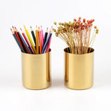 Maxbell Gold Flower Vase Pen Holder Desktop Storage Container Tube Ornament Cylinder