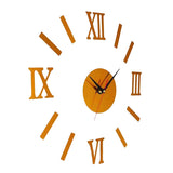 Maxbell 3D Wall Clock Roma Numerals Decoration Clock Golden