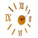 Maxbell 3D Wall Clock Roma Numerals Decoration Clock Golden