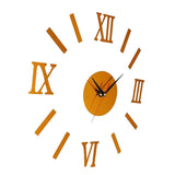 Maxbell 3D Wall Clock Roma Numerals Decoration Clock Golden