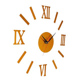 Maxbell 3D Wall Clock Roma Numerals Decoration Clock Golden