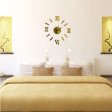 Maxbell 3D Wall Clock Roma Numerals Decoration Clock Golden