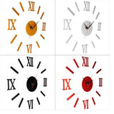 Maxbell 3D Wall Clock Roma Numerals Decoration Clock Black