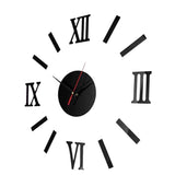 Maxbell 3D Wall Clock Roma Numerals Decoration Clock Black