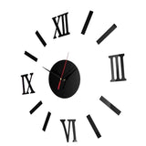 Maxbell 3D Wall Clock Roma Numerals Decoration Clock Black